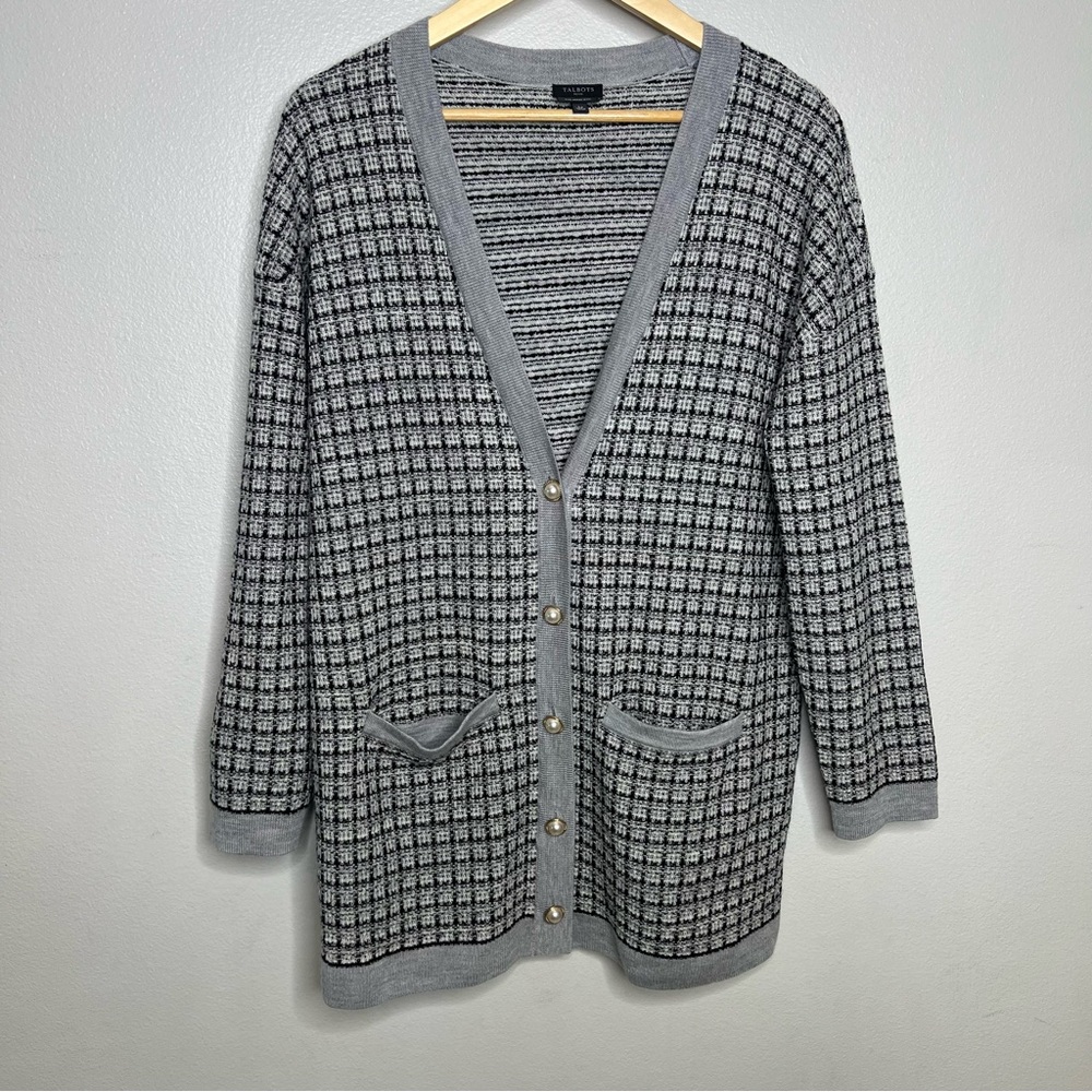 Talbots Pure Merino Wool Knit Cardigan Sweater Pearl Buttons, Old Money - LP